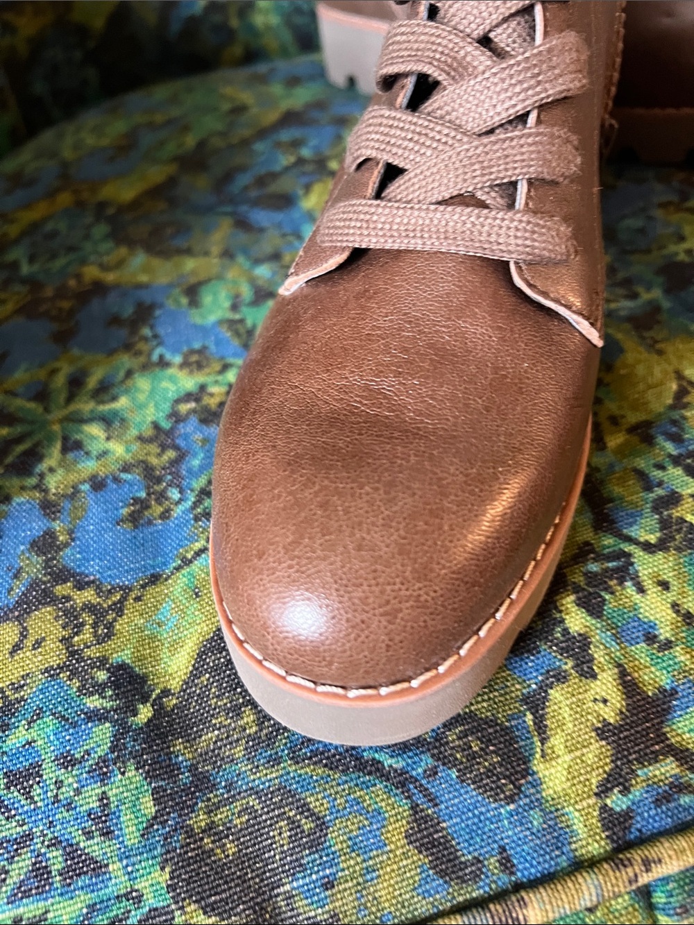 Vionic Women's Brown Lace-Up Combat Boots with Side Zip - Picture 3 of 7